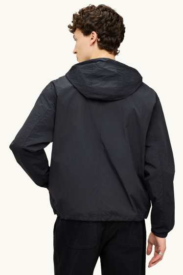 Uomo - Giacca impermeabile con cappuccio - idrorepellente - nero