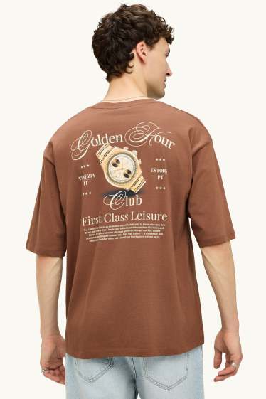 Uomo - T-shirt - oversize - marrone