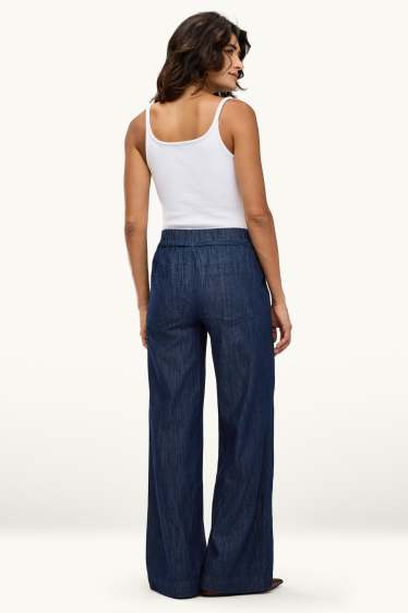Femmes - Wide leg jean - mid waist - jean bleu foncé