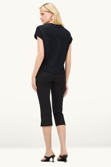 Dames - Capri broek - high waist - slim fit - zwart
