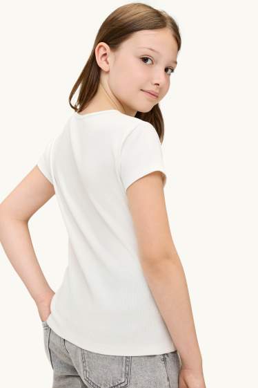 Kinder Mädchen - Multipack 2er - Kurzarmshirt - gerippt - blau / weiss