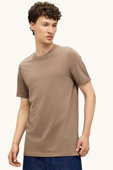 Heren - T-shirt - regular fit - bruin