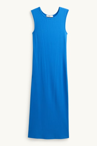 Enfants filles - Robe - finition côtelée - bleu