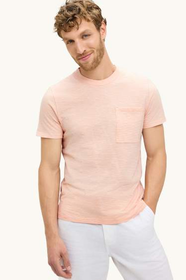 Hommes - T-shirt - regular fit - à rayures - orange