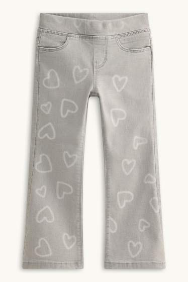 Kinder Mädchen - Herz - Flared Jeggings - helljeansgrau