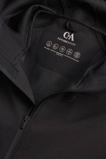 Herren - Softshelljacke mit Kapuze - wasserabweisend - 4 Way Stretch - schwarz