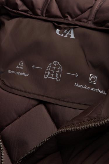 Women - Quilted jacket with hood - water-repellent - brown