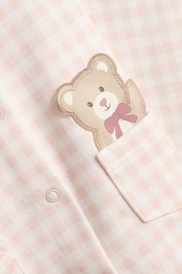 Baby Mädchen - Bärchen - Baby-Pyjama - 2 teilig - kariert - zartrosa