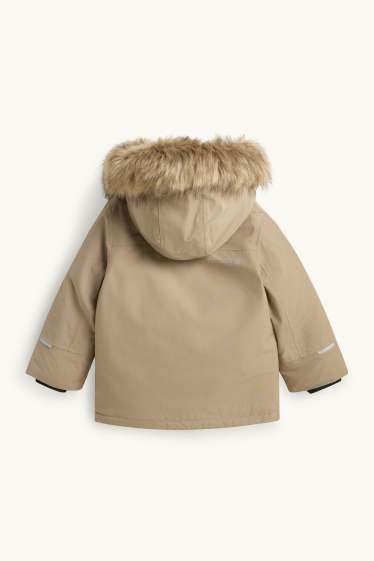 Kinder Buben - Regenjacke mit Kapuze - gefüttert - wasserdicht - beige