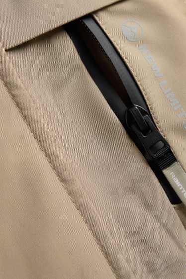 Kinder Buben - Regenjacke mit Kapuze - gefüttert - wasserdicht - beige