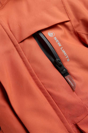 Kinder Buben - Regenjacke mit Kapuze - gefüttert - wasserdicht - coral