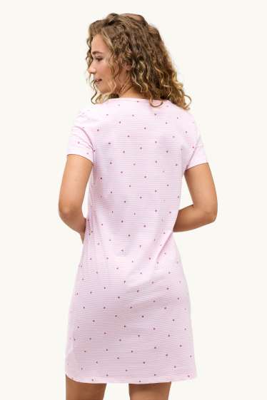 Femmes - Chemise de nuit - à rayures - à motif - rose