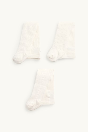 Baby: meisjes - Set van 3 - babymaillot - met structuur - crèmekleurig
