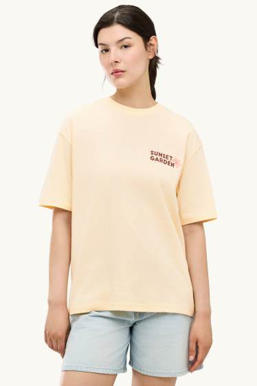 Damen - T-Shirt - Relaxed Fit - hellgelb
