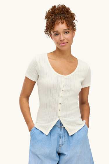 Femei - Tricou - regular fit - reiat - alb
