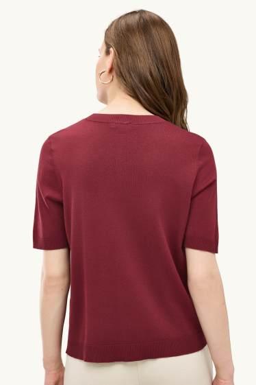 Donna - Maglione - a maniche corte - rosso