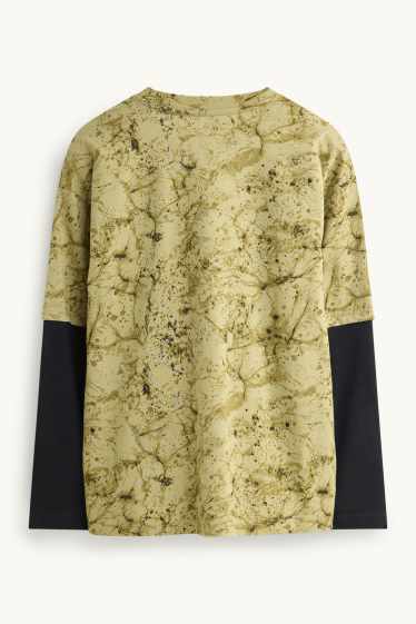 Enfants garçons - Haut à manches longues - à motif - look 2-en-1 - vert