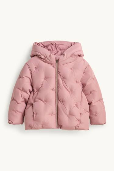 Enfants filles - Fleur - doudoune avec capuche - doublée - rose tendre