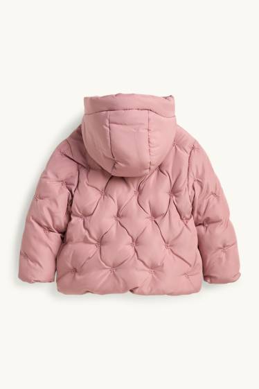 Enfants filles - Fleur - doudoune avec capuche - doublée - rose tendre