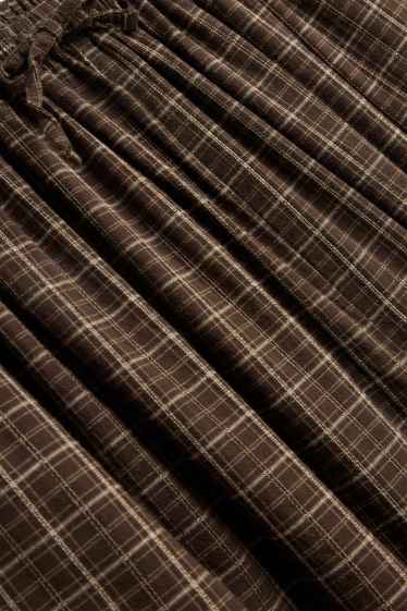 Dona - Pantalons orientals - mid waist - barrel leg - de quadres - marró/beix
