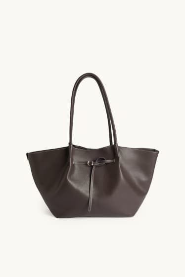 Donna - Shopper grande - similpelle - marrone scuro