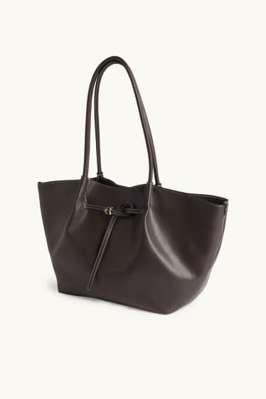 Donna - Shopper grande - similpelle - marrone scuro