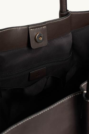 Donna - Shopper grande - similpelle - marrone scuro
