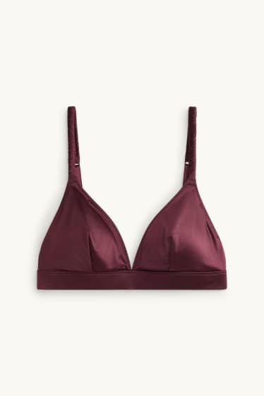 Damen - Satin-Bralette - wattiert - bordeaux