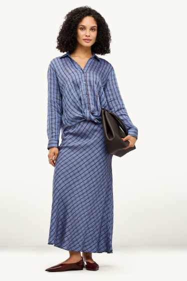 Women - Skirt - patterned - blue