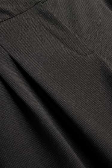 Donna - Pantaloni di stoffa - vita alta - gamba ampia - tessuto tramato - grigio scuro