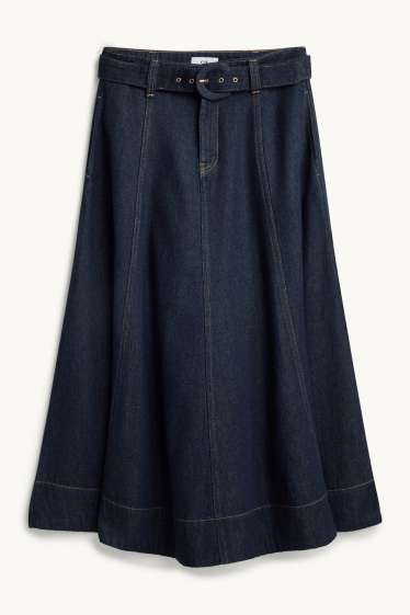 Donna - Gonna di jeans con cintura - jeans blu scuro