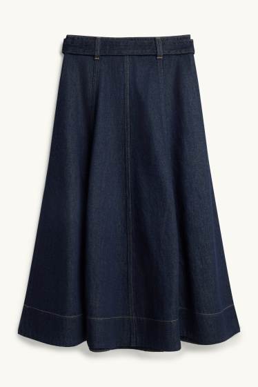 Donna - Gonna di jeans con cintura - jeans blu scuro