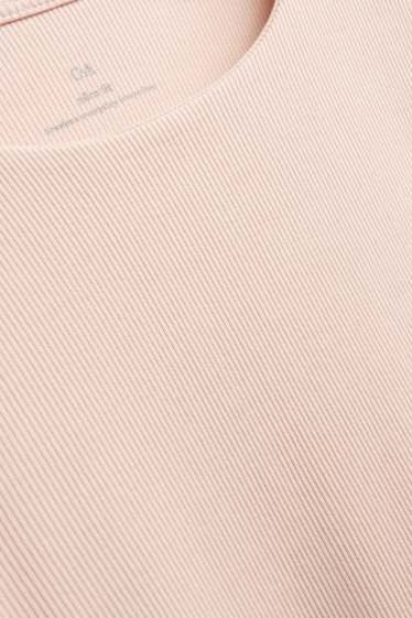 Dames - Longsleeve - slim fit - geribd - lichtrose