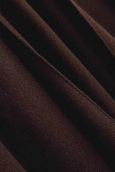 Women - Fringed poncho - dark brown