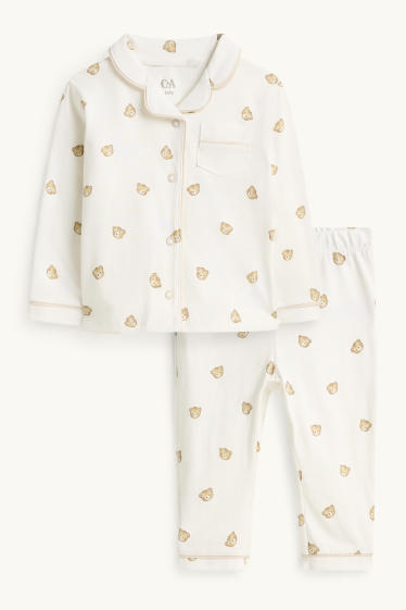 Baby Boys - Teddy bear - baby pyjamas - 2 piece - white / beige