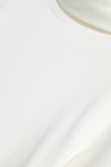 Femmes - Haut à col roulé - finition côtelée - blanc crème