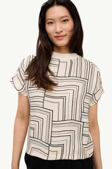 Dona - Samarreta de màniga curta - regular fit - amb motiu - crema