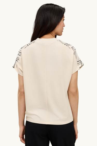 Dona - Samarreta de màniga curta - regular fit - amb motiu - crema