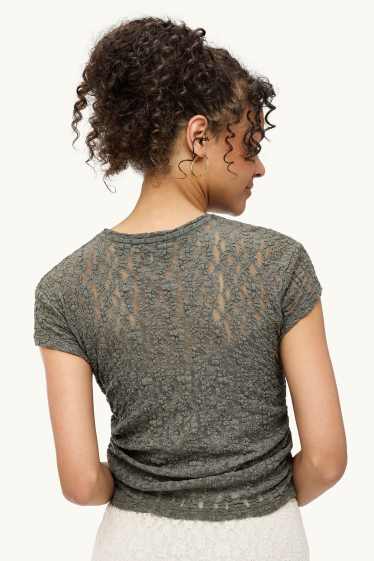 Dames - T-shirt - slim fit - mesh - kaki