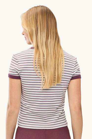 Femei - Tricou - slim fit - cu dungi - alb