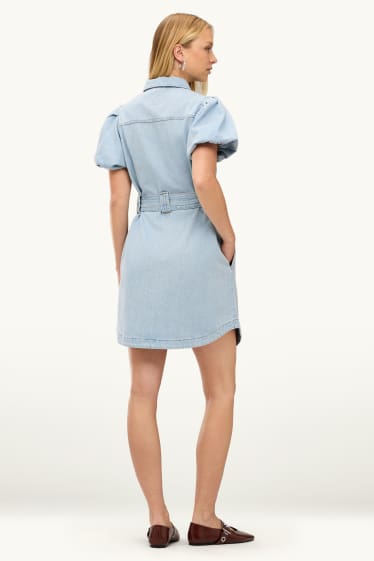 Dames - Denim jurk - jeanslichtblauw
