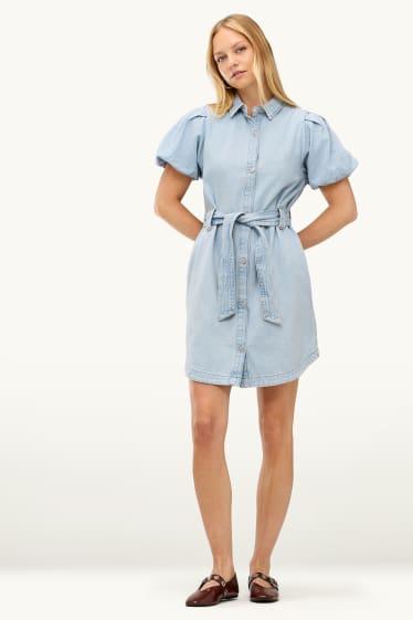 Dames - Denim jurk - jeanslichtblauw