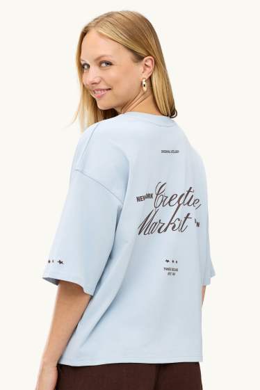 Damen - T-Shirt - Oversized - hellblau