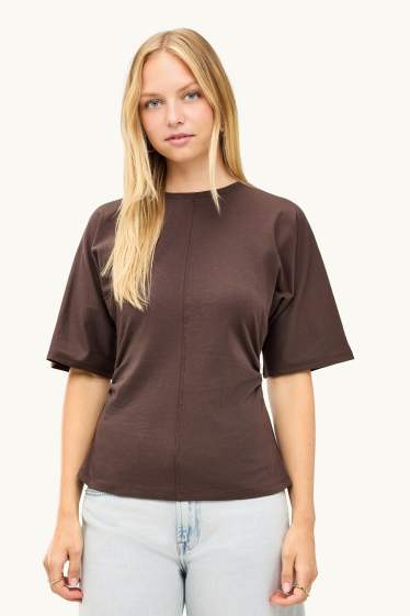 Damen - T-Shirt - Slim Fit - braun
