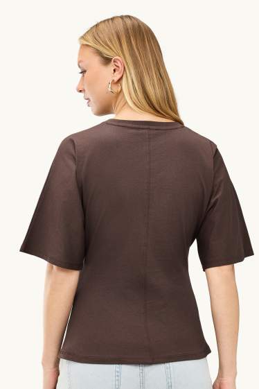 Damen - T-Shirt - Slim Fit - braun