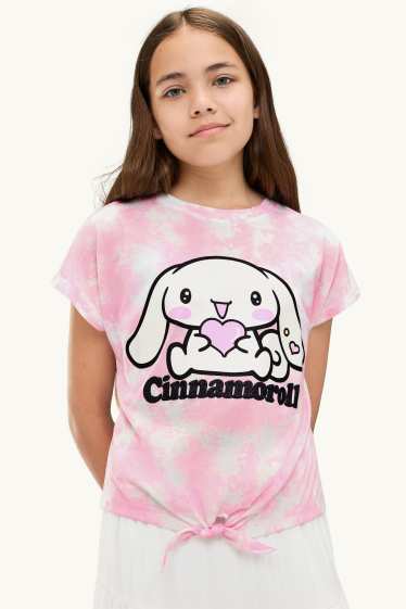 Kinderen: meisjes - Cinnamoroll - T-shirt - glanseffect - met patroon - wit / roze