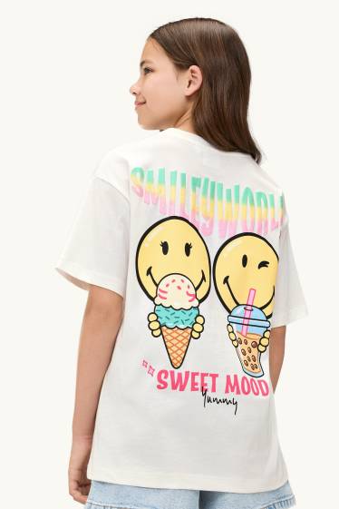 Děti - dívky - SmileyWorld® - tričko s krátkým rukávem - bílá