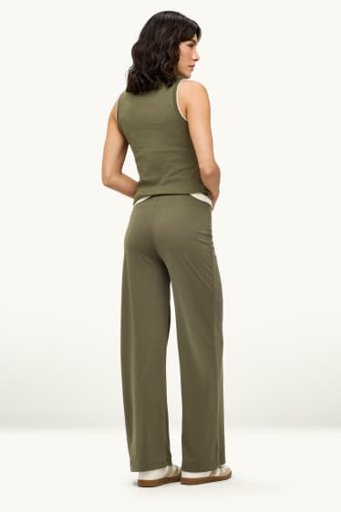 Dona - Pantalons de tela - mid waist - palazzo - caqui