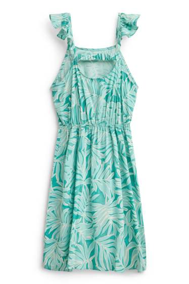 Children Girls - Plant - dress - turquoise