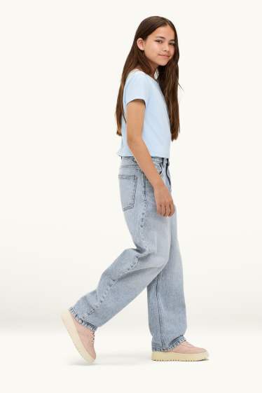 Kinder Mädchen - Barrel Jeans - Relaxed Fit - hellblau